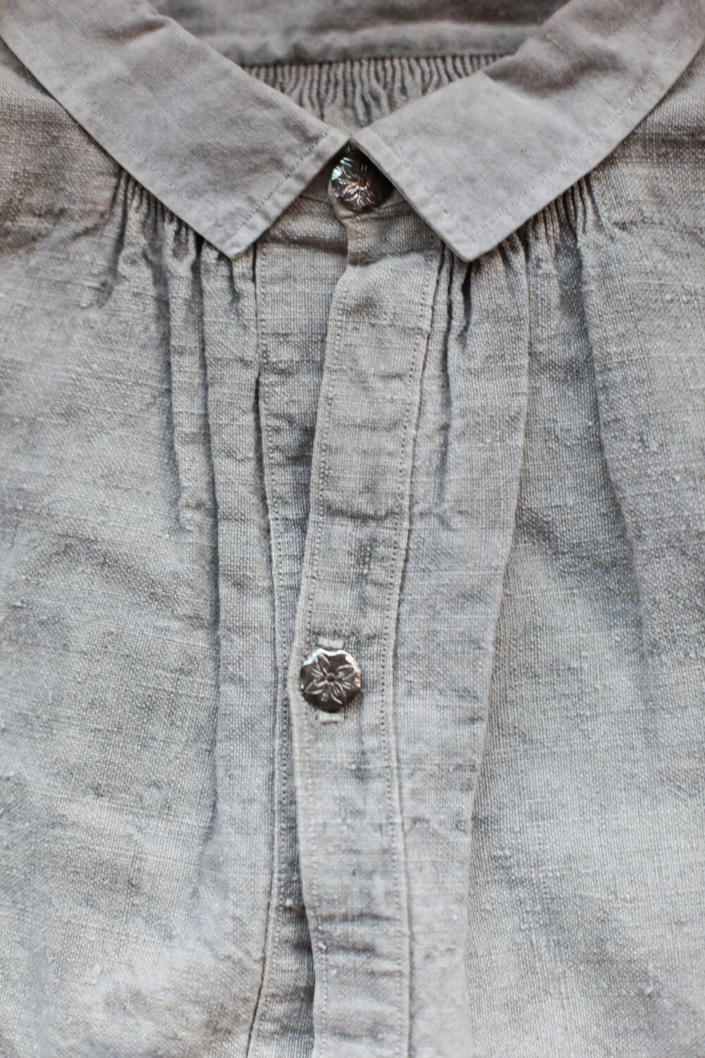 Antique Linen Shirt Dress, Japanese Mud Dye — MIMI PROBER
